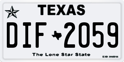 TX license plate DIF2059