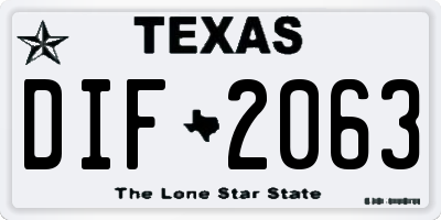 TX license plate DIF2063
