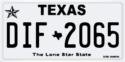 TX license plate DIF2065