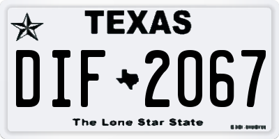 TX license plate DIF2067