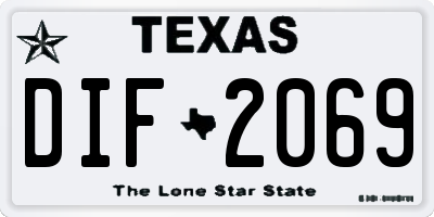 TX license plate DIF2069