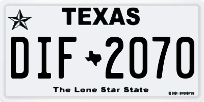 TX license plate DIF2070