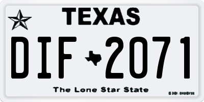 TX license plate DIF2071
