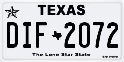 TX license plate DIF2072