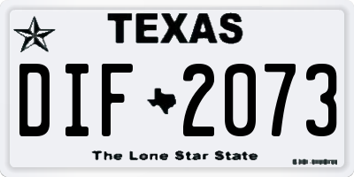 TX license plate DIF2073