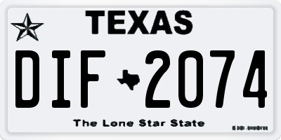 TX license plate DIF2074