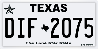 TX license plate DIF2075