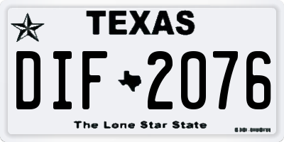 TX license plate DIF2076