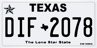 TX license plate DIF2078