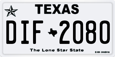 TX license plate DIF2080