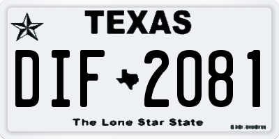TX license plate DIF2081