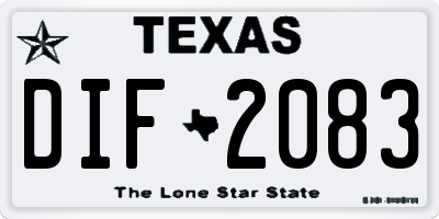 TX license plate DIF2083