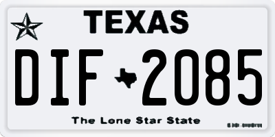TX license plate DIF2085