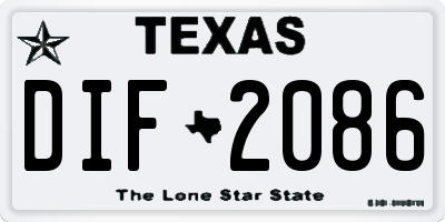 TX license plate DIF2086