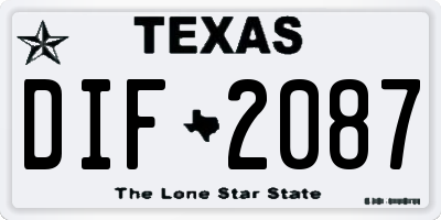 TX license plate DIF2087