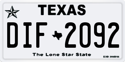 TX license plate DIF2092