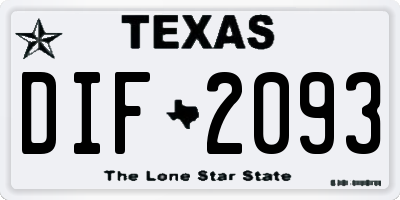 TX license plate DIF2093