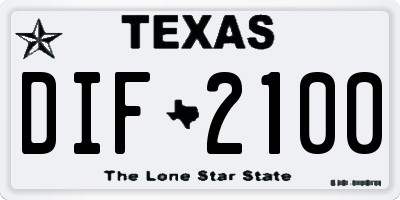 TX license plate DIF2100
