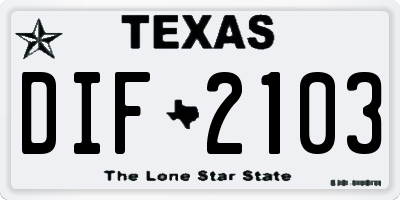 TX license plate DIF2103