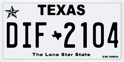 TX license plate DIF2104