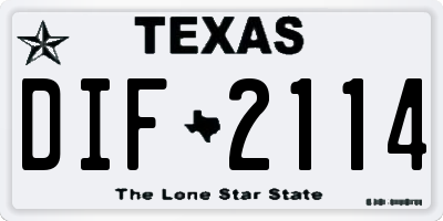 TX license plate DIF2114
