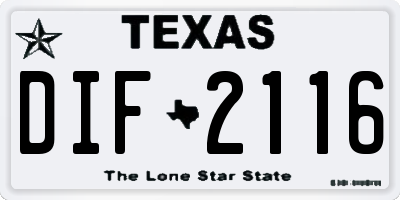 TX license plate DIF2116