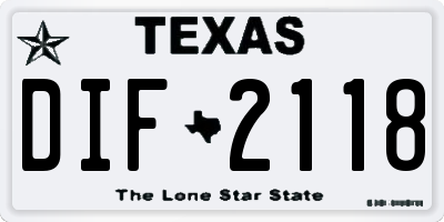 TX license plate DIF2118