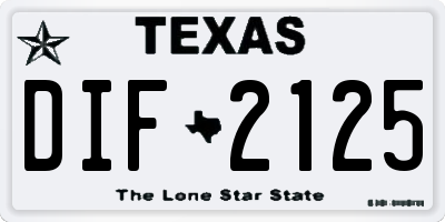 TX license plate DIF2125