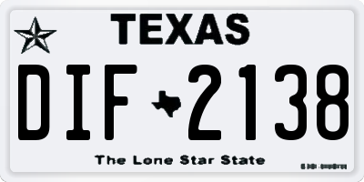 TX license plate DIF2138