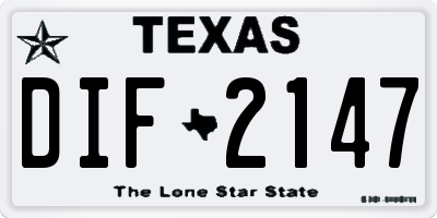 TX license plate DIF2147
