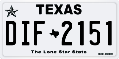 TX license plate DIF2151