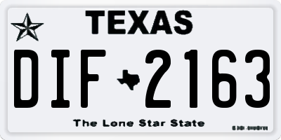 TX license plate DIF2163