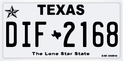 TX license plate DIF2168