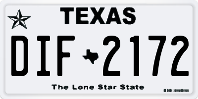 TX license plate DIF2172