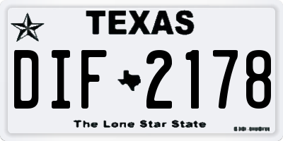TX license plate DIF2178