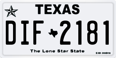 TX license plate DIF2181