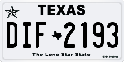 TX license plate DIF2193