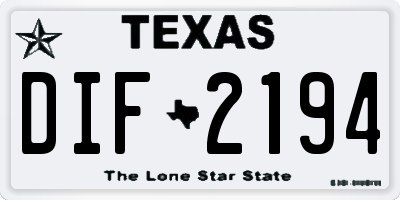 TX license plate DIF2194