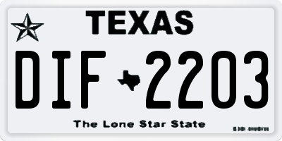 TX license plate DIF2203