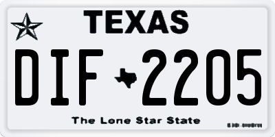 TX license plate DIF2205