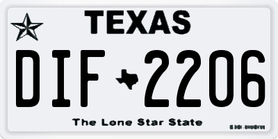 TX license plate DIF2206