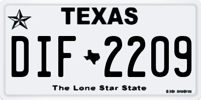 TX license plate DIF2209