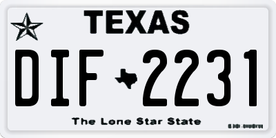TX license plate DIF2231