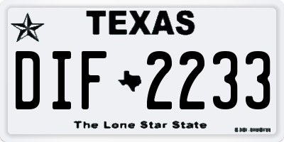 TX license plate DIF2233