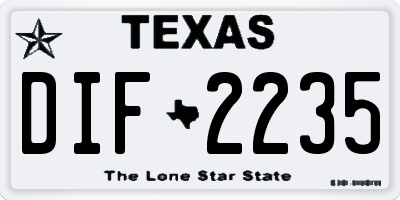 TX license plate DIF2235