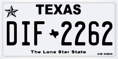 TX license plate DIF2262