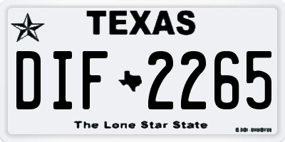 TX license plate DIF2265