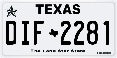 TX license plate DIF2281
