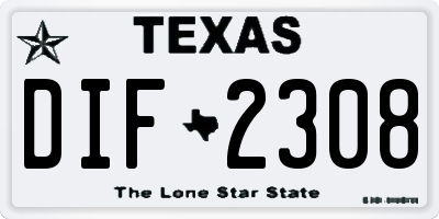 TX license plate DIF2308
