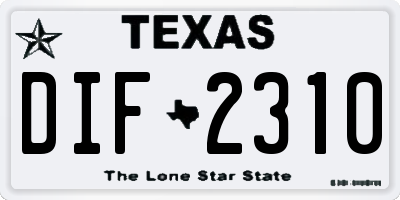 TX license plate DIF2310